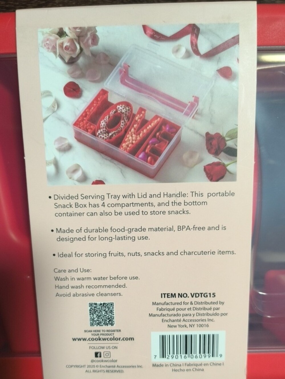 CWC Perfect On-the-Go Snack Box — Red 4-Compartment Organizer - Picture 3 of 4